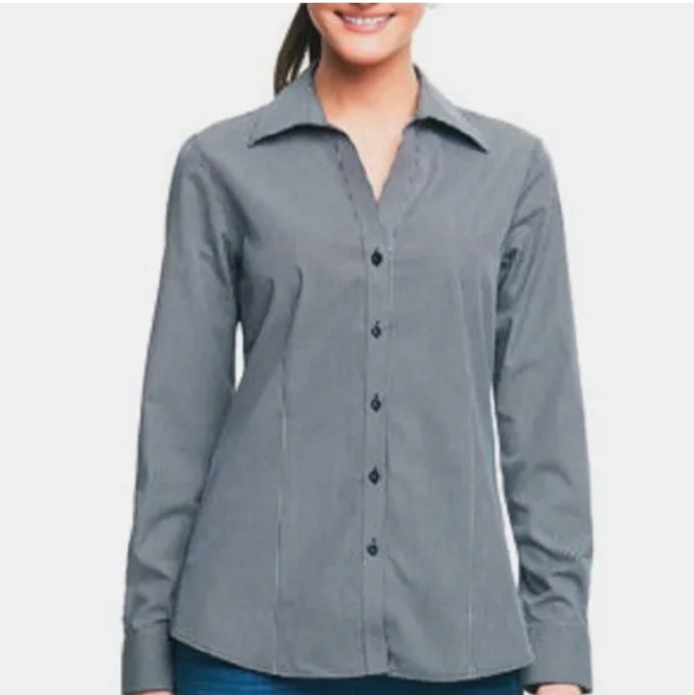 ⚪2/$20 Foxcroft Wrinkle Free Button Down Shirt S Gingham Check Preppy Classic